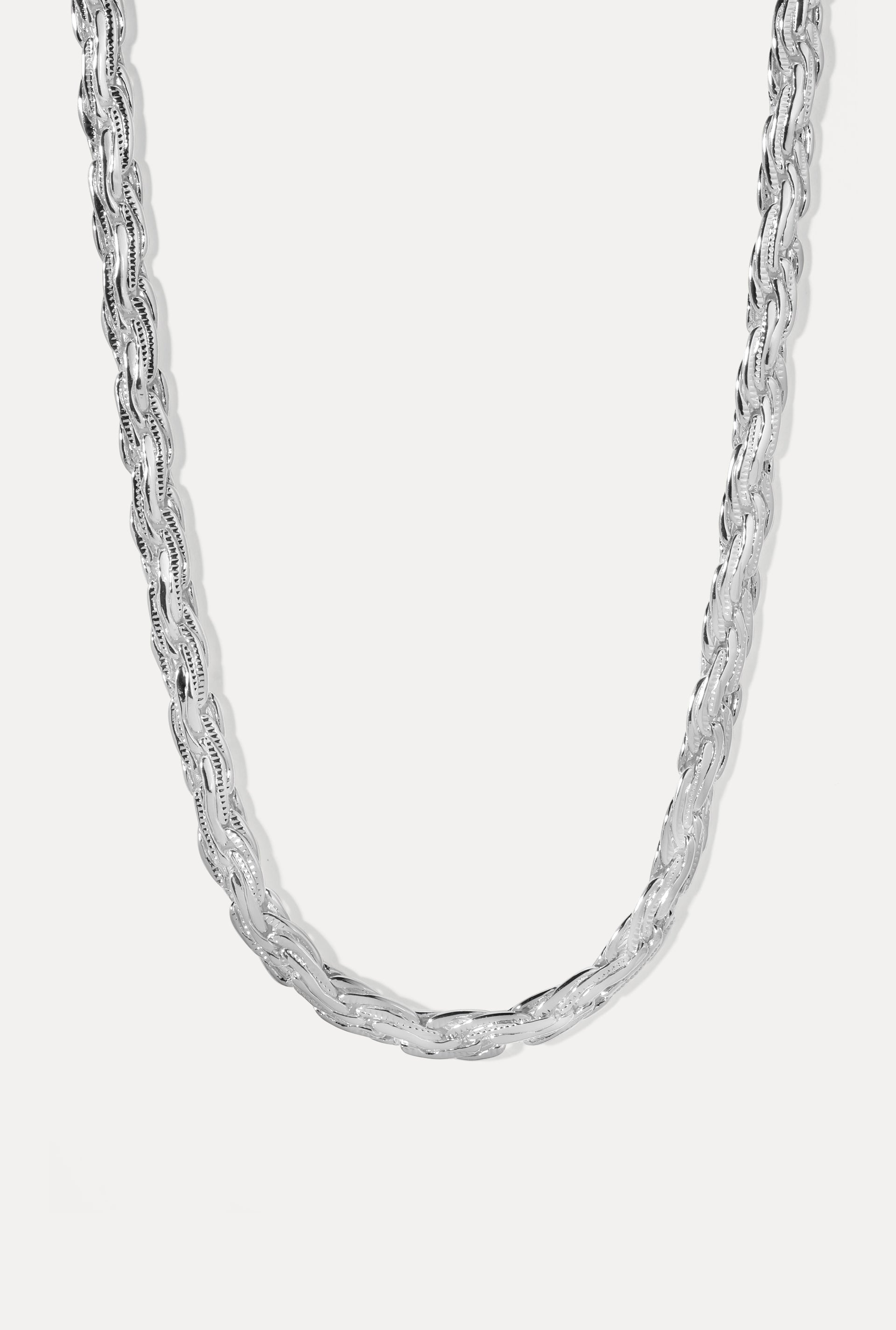Julia Silver Necklace displayed in a U-shape loop on a plain white background.