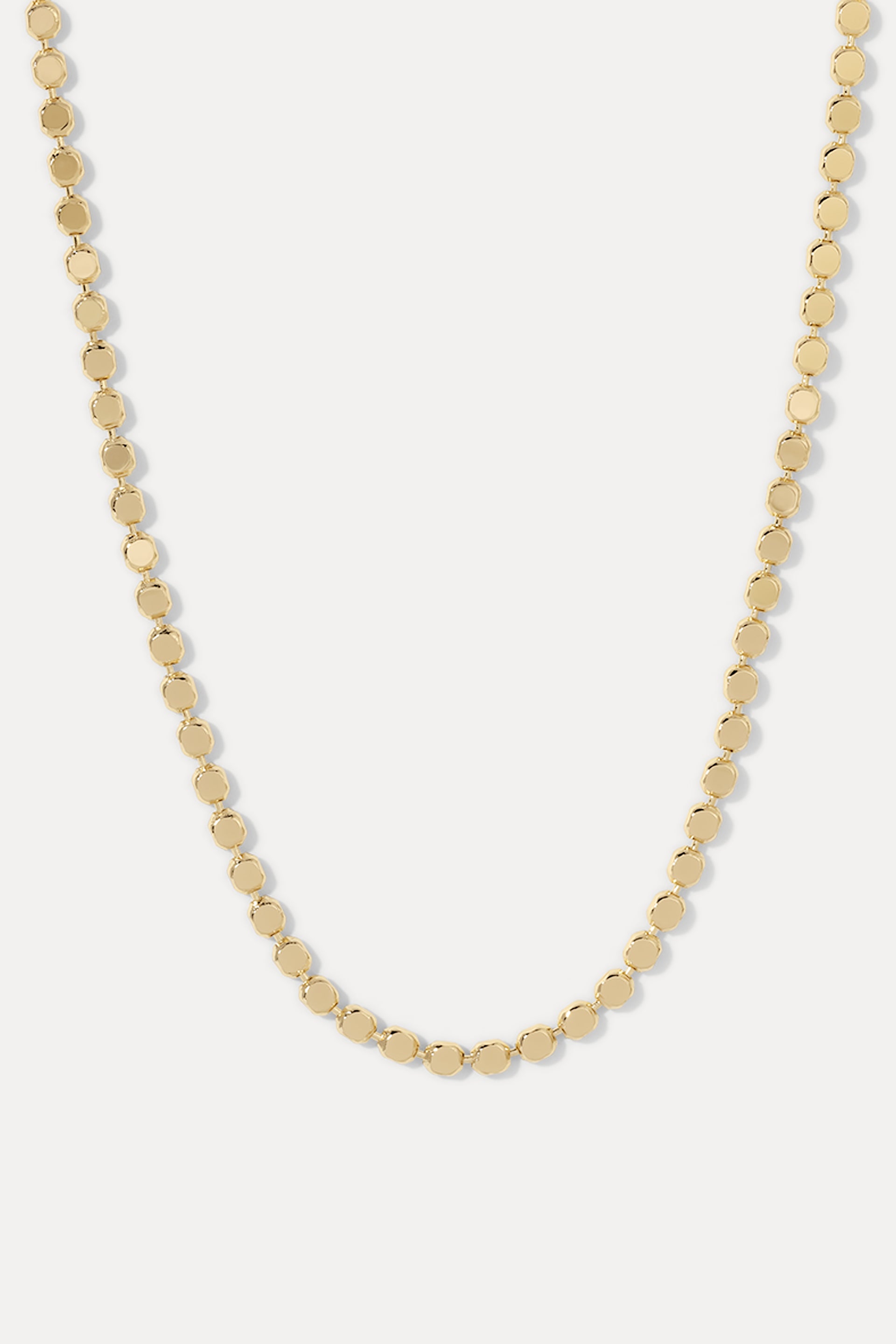 Paisley Gold Mirror Chain Necklace in 18k gold-plated brass on a white background