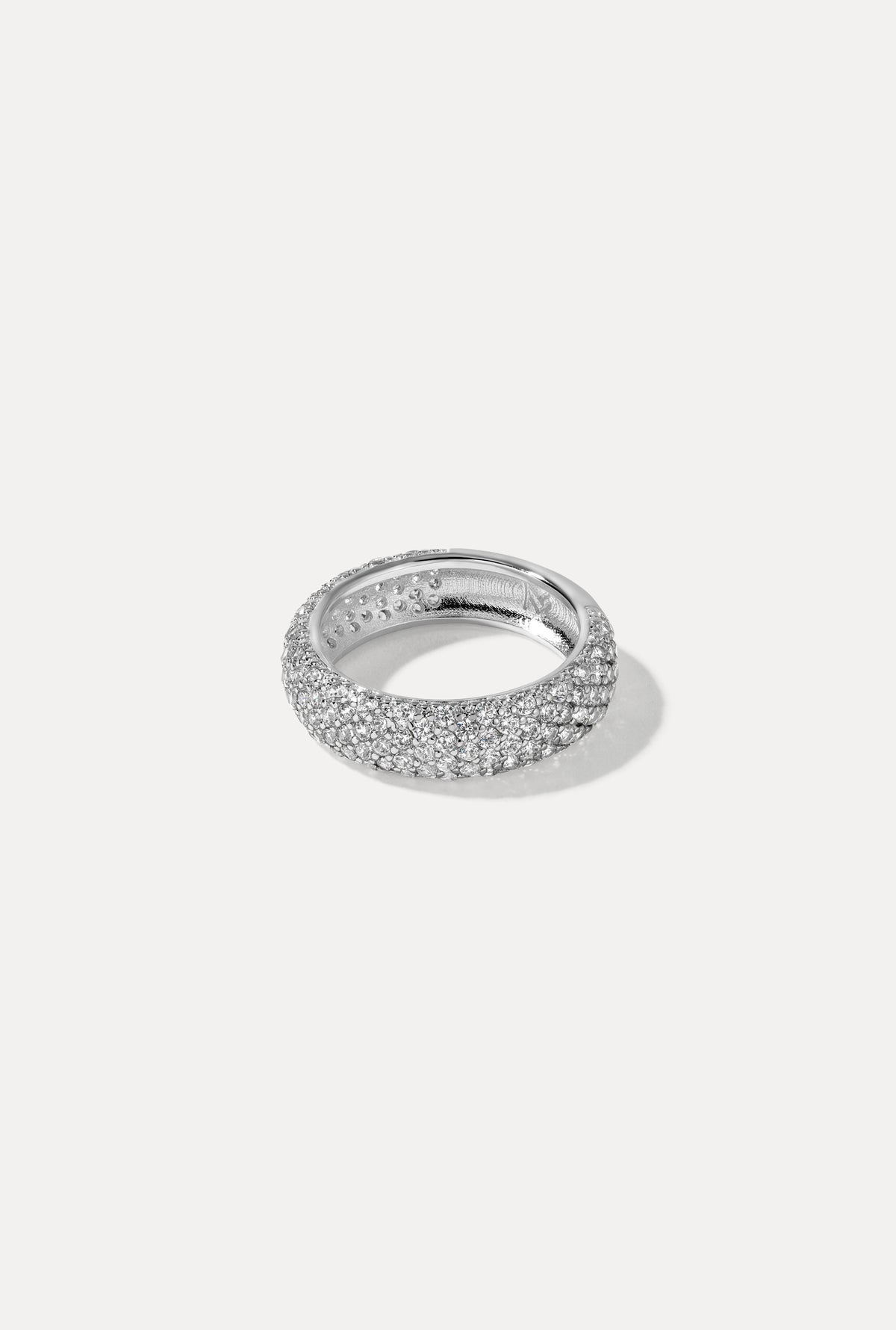 Silver Vivienne ring featuring a delicate band and polished finish, centered on a plain white background.