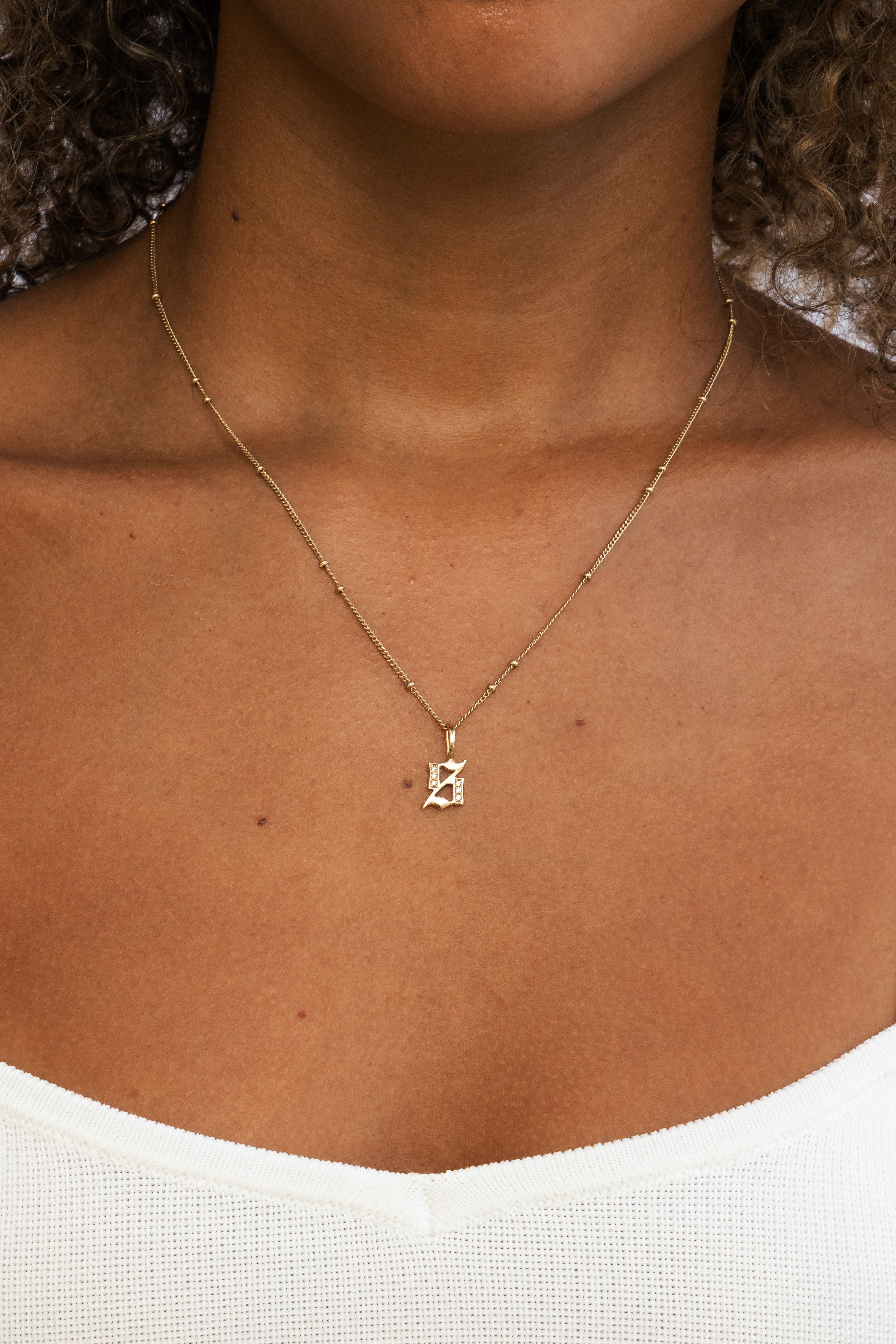 Diamond Gothic Letter Charm