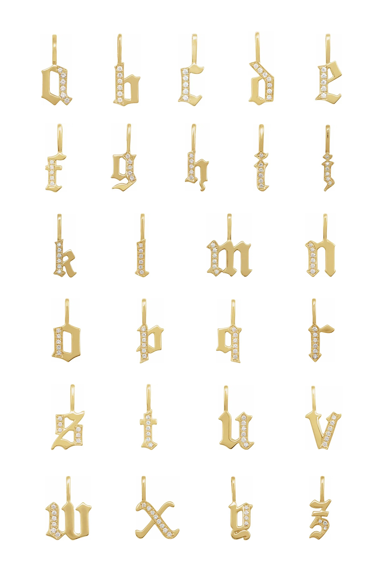 Diamond Gothic Letter Charm