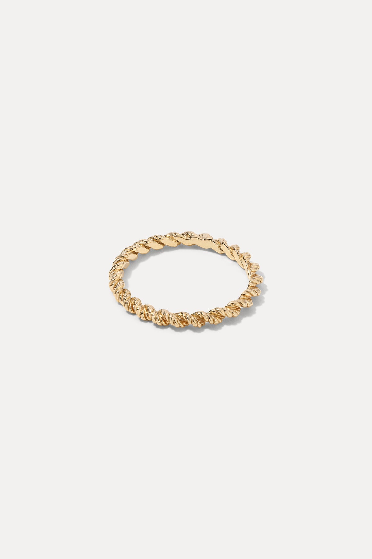 14K gold braided rope band ring displayed against a plain white background.