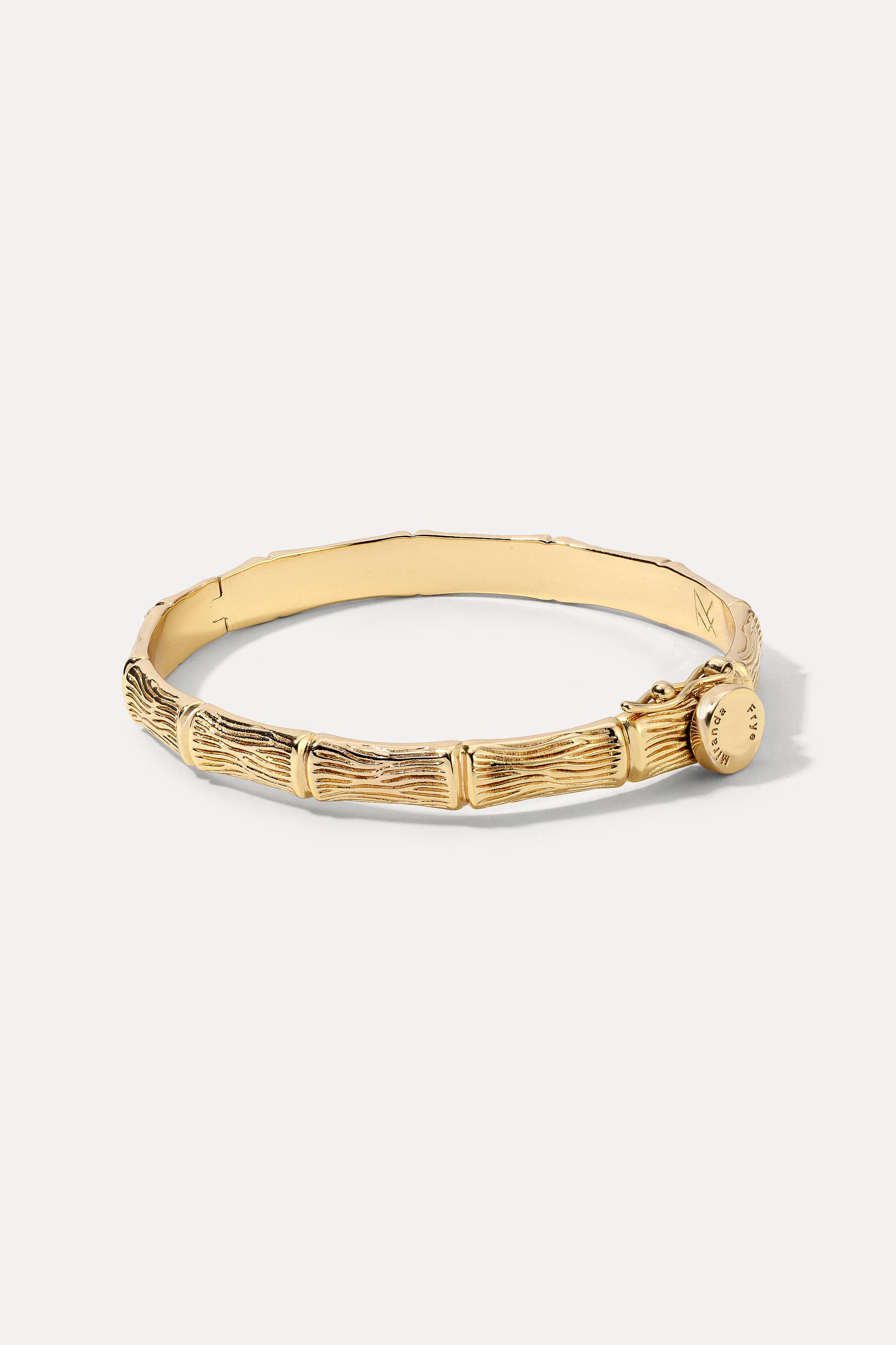18k gold-plated Gia Cuff with bamboo texture displayed flat on a clean white background.