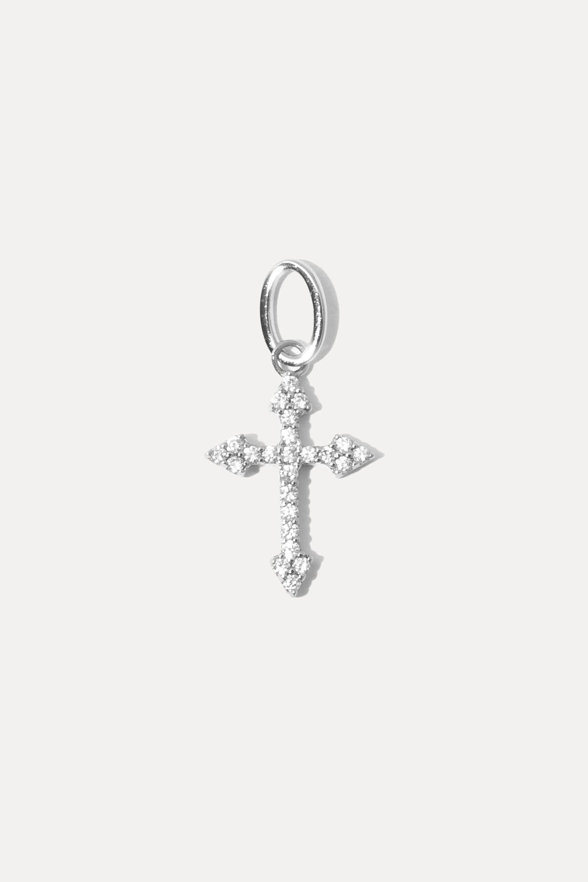 Silver Harmony charm with pavé cubic zirconia on a white background.