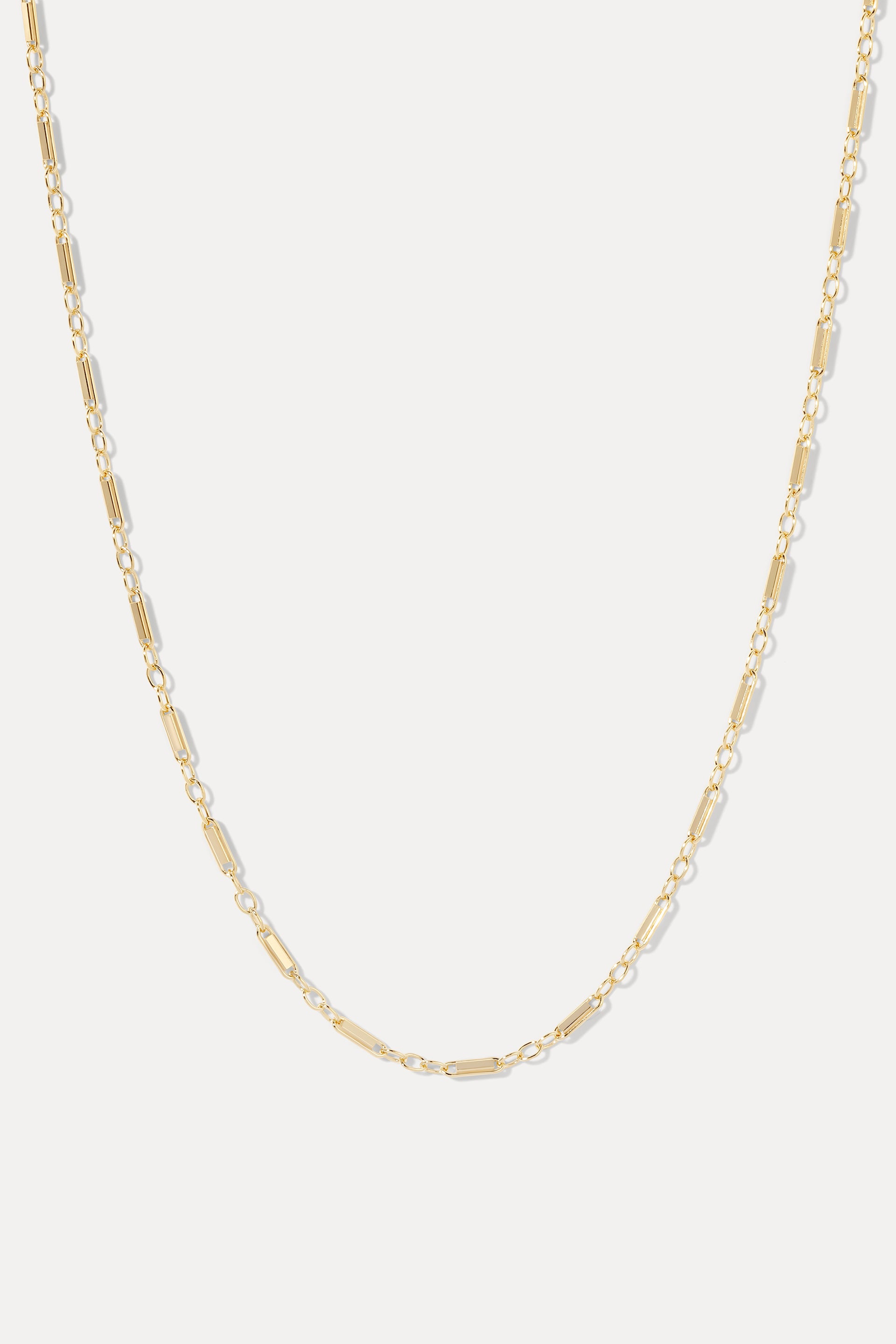 Gold Lindsey Chain necklace displayed in a U-shape on a clean white background.