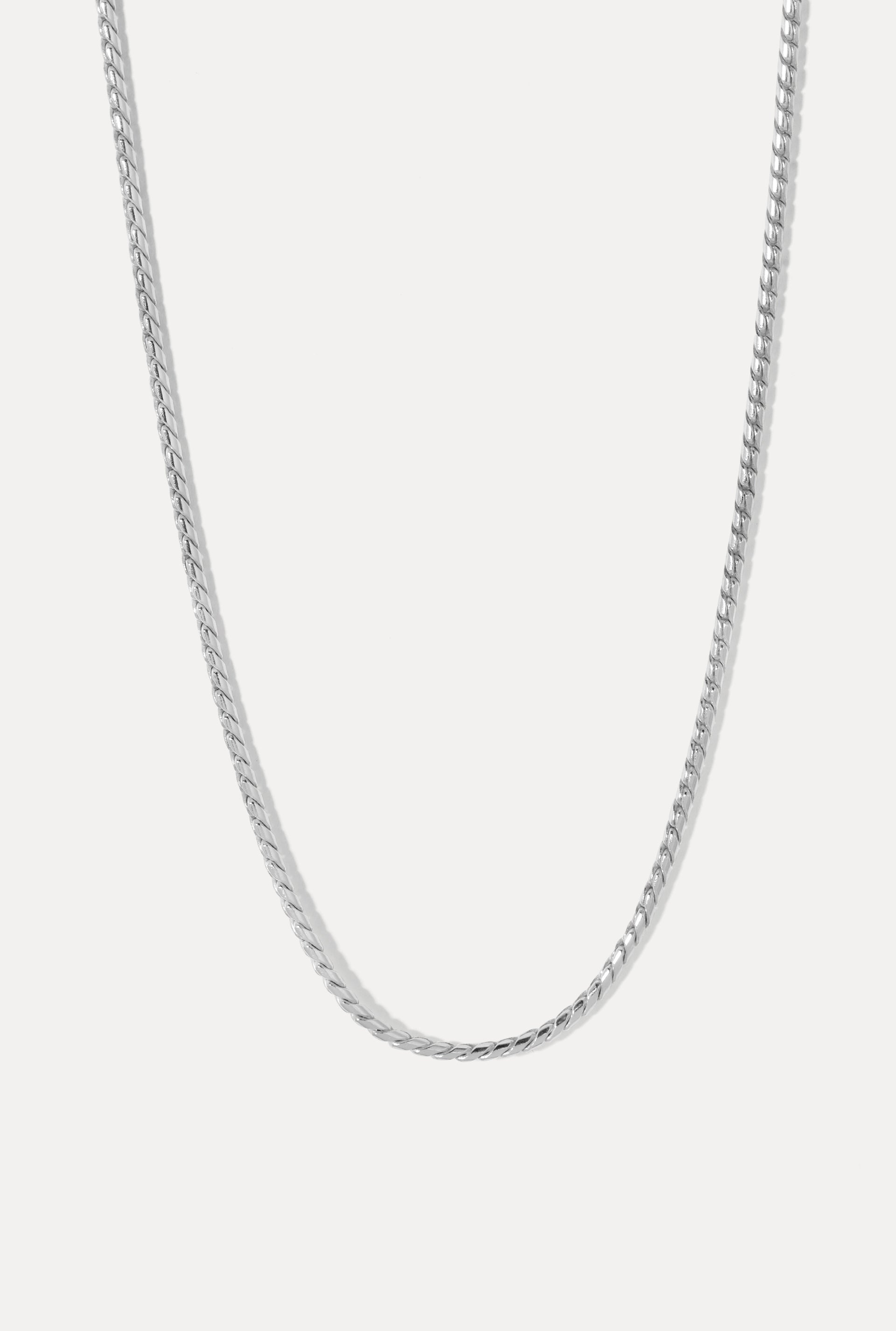 Sterling silver Mina Chain necklace displayed in a U-shape on a clean white background.