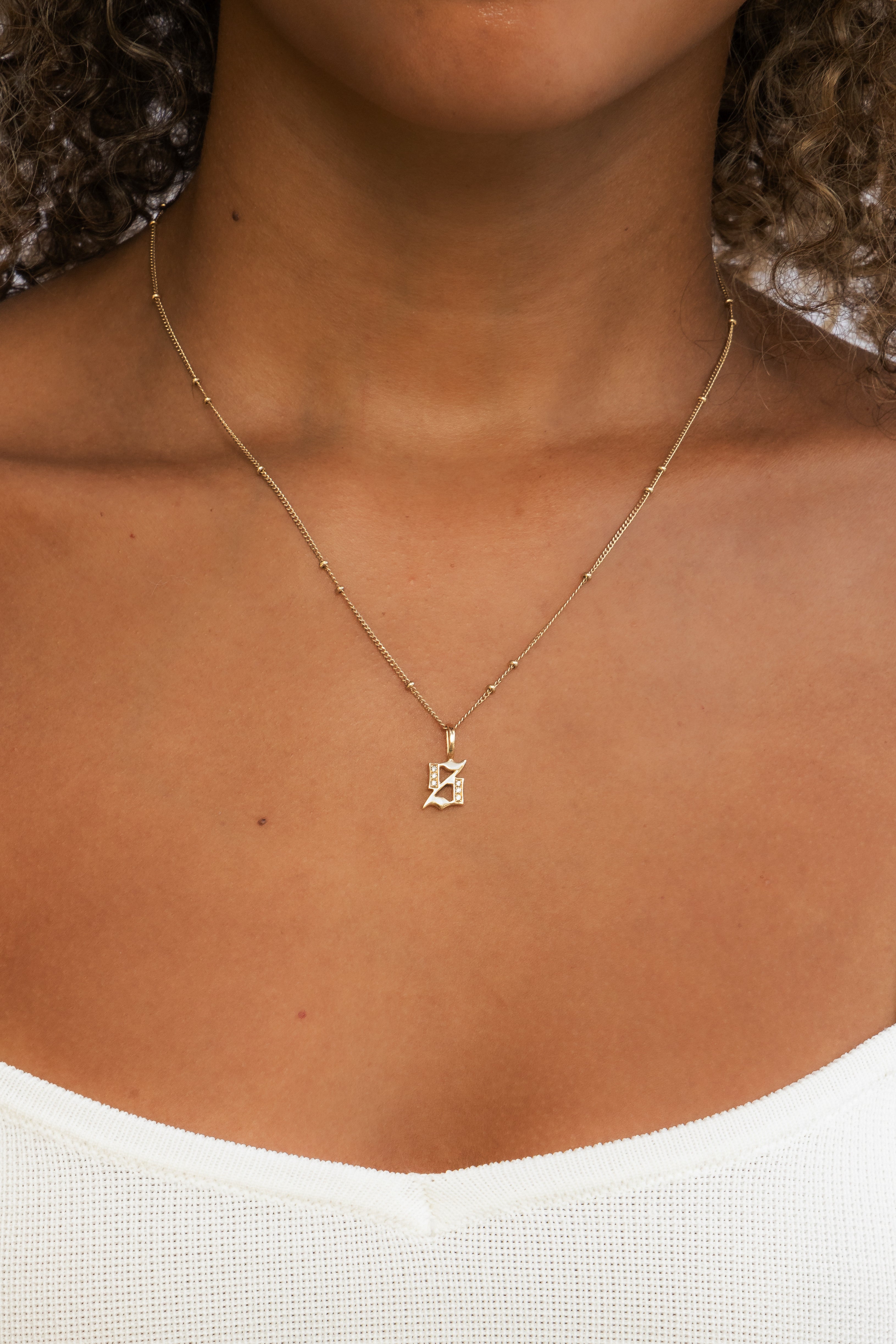 Diamond Gothic Letter Charm