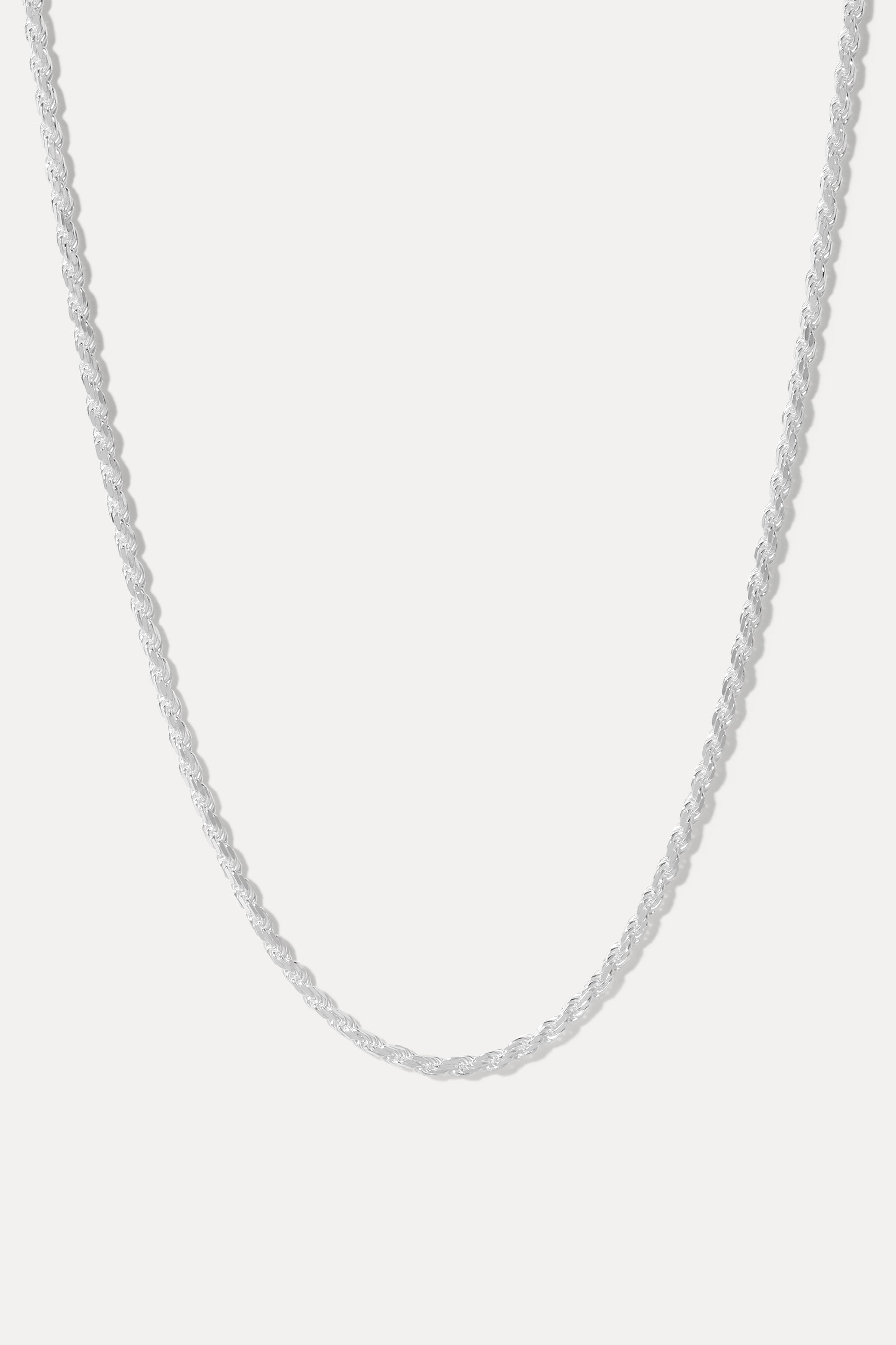 Silver Kate Chain rope necklace displayed in a U-shape on a clean white background.
