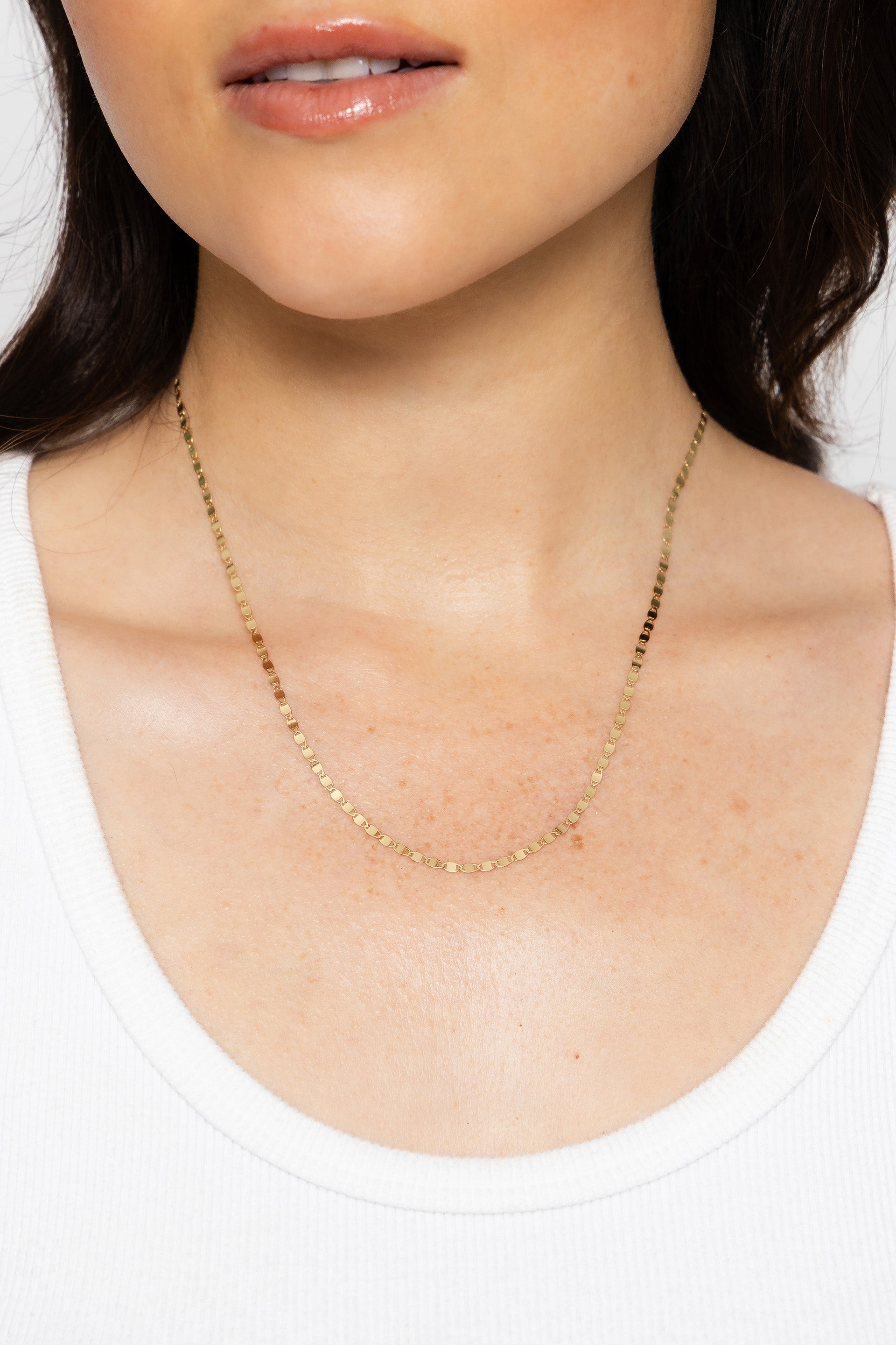 14KT Yellow Gold Diamond-Shape Mirror Link Chain Necklace – LSJ