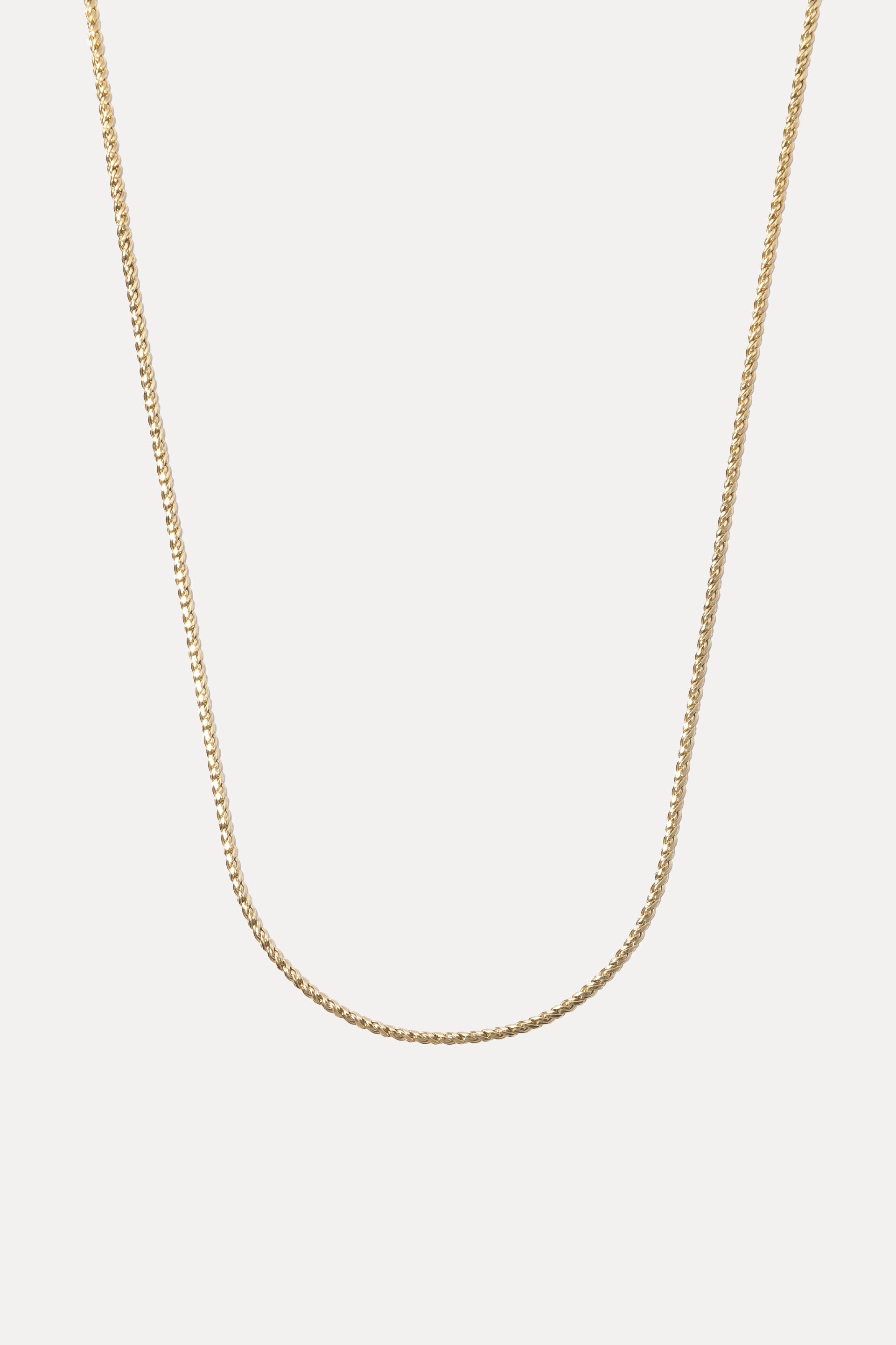 14K gold Swedged Rope Chain necklace with braided links, displayed on a clean white background.